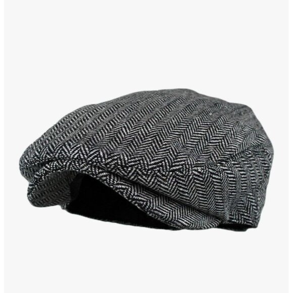 Men's Newsboy Ivy Hat Wool Blend Tweed Large/X-Large Grey Classic Herringbone - Picture 1 of 9